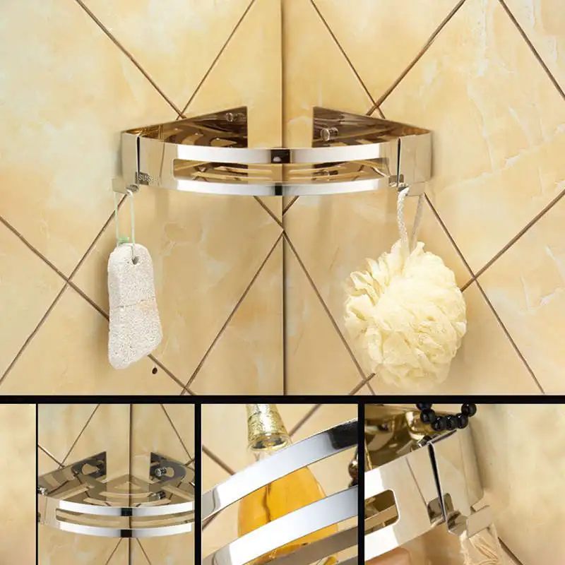 Stainless Steel Bathroom Shelves Brushed Nickel Wall Mount Shower Caddy Rack Bath Accessories