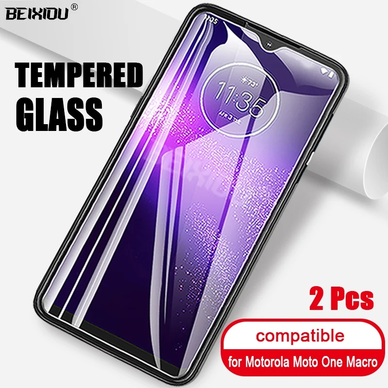 2 шт Полное закаленное стекло для Motorola One макро-экран протектор Закаленное стекло для Motorola One макро защитная пленка