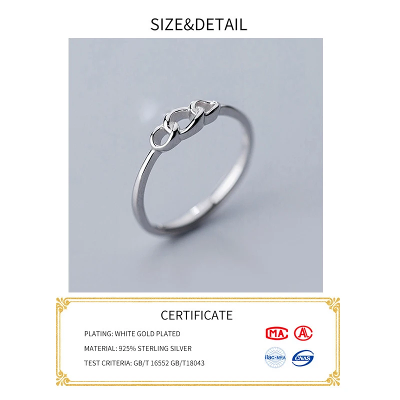 INZATT Настоящее серебро 925 проба дутая цепочка открытие кольцо для модных женщин минималистичные ювелирные украшения в подарок
