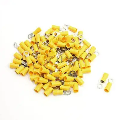 

100 x RV5.5-5 Yellow Pre Insulated Ring Terminals for AWG 12-10 Wire #10 Stud