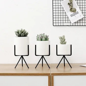 

Metal Rack Ceramic Succulent Plant Pot Flower Planter Holder Garden Home Decor Decorative Hardware