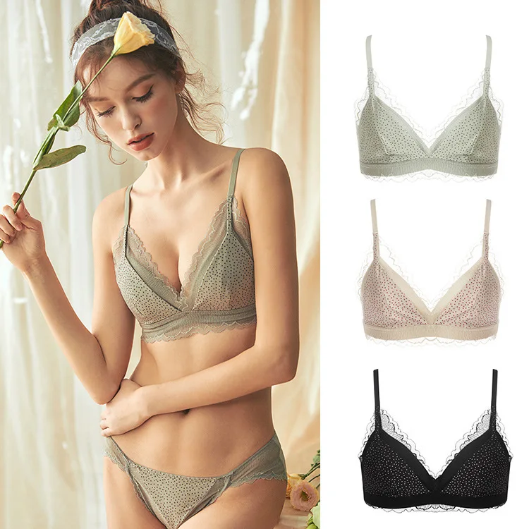 

Freeshipping Promotion2020sexy Lace Trim Thin Cup Triangle Cup Comfortable Gather Underwear Ladies Bra No Steel Rings