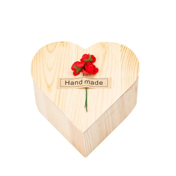 

Heart Shaped Wooden Box Soap Flower Jewelry Box Handmade Immortal Flower for Valentine Day FAS6