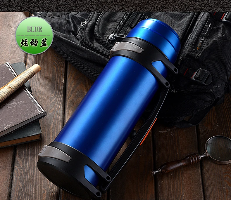Blue 1.2L~ 3LThermos мода на каждый день на открытом воздухе автомобильной Нержавеющая сталь термос для воды Портативный изоляции вакуумная фляга - Цвет: Blue
