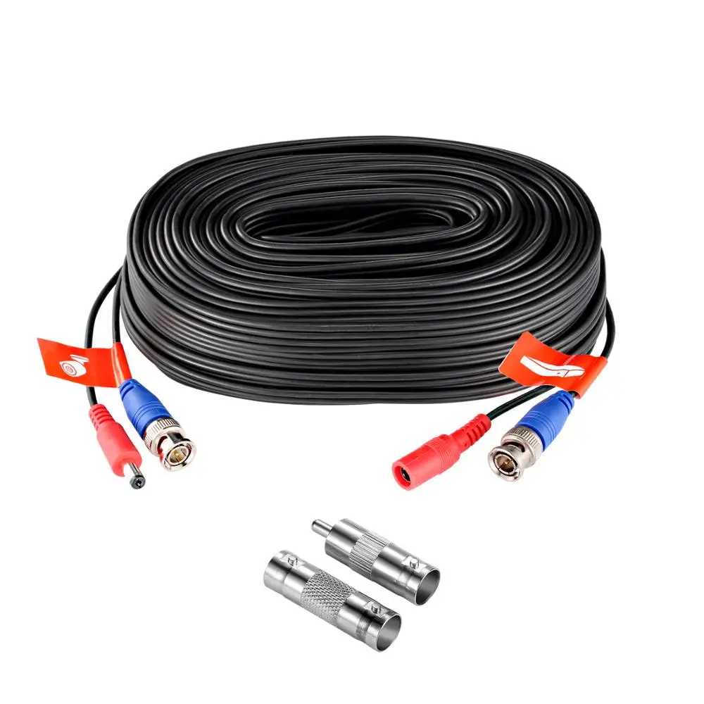 ZOSI-Cable CCTV BNC de 18,3 M y 60 pies, CC para Cable con enchufe cámara CCTV, DVR, accesorios para sistema de vigilancia de seguridad, color negro