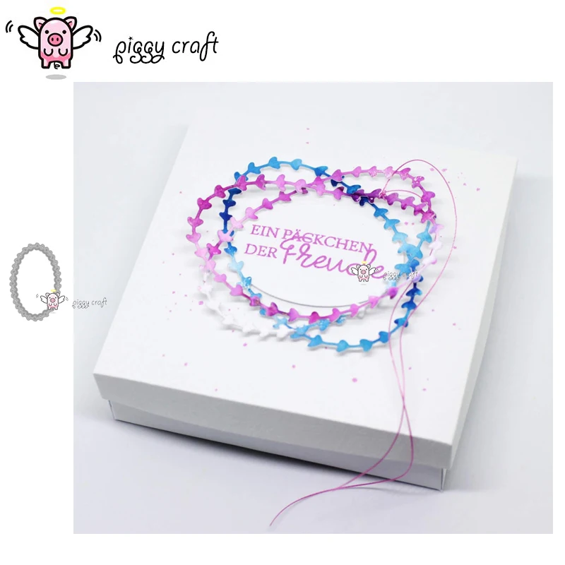 

Piggy Craft metal cutting dies cut die mold Leaves oval frame Scrapbook paper craft knife mould blade punch stencils dies