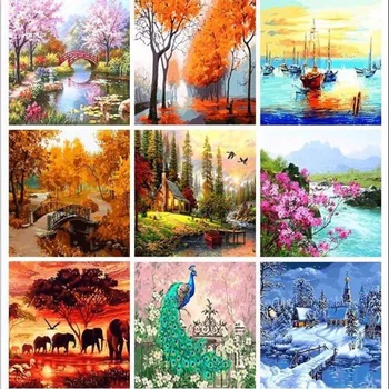 

Painting By Numbers Scenery DIY Oil Coloring By Numbers Street Landscape Canvas Paint Art Pictures Home Decor
