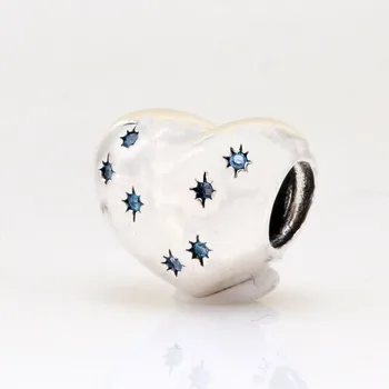 

Original 925 Sterling Silver Bead New Light Blue With Crystal Beads Fit Pandora Women Bracelet & Necklace Diy Jewelry