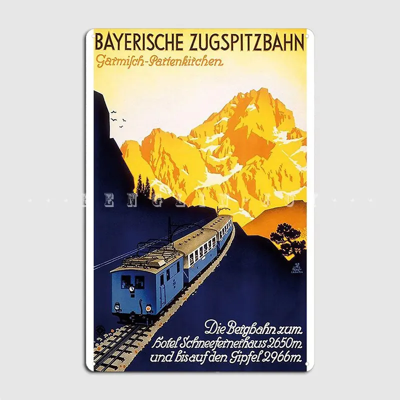 

Garmisch Partenkirchen Bayerische Zugspitzbahn Metal Sign Cinema Living Room Club Bar Custom Wall Decor Tin Sign Poster