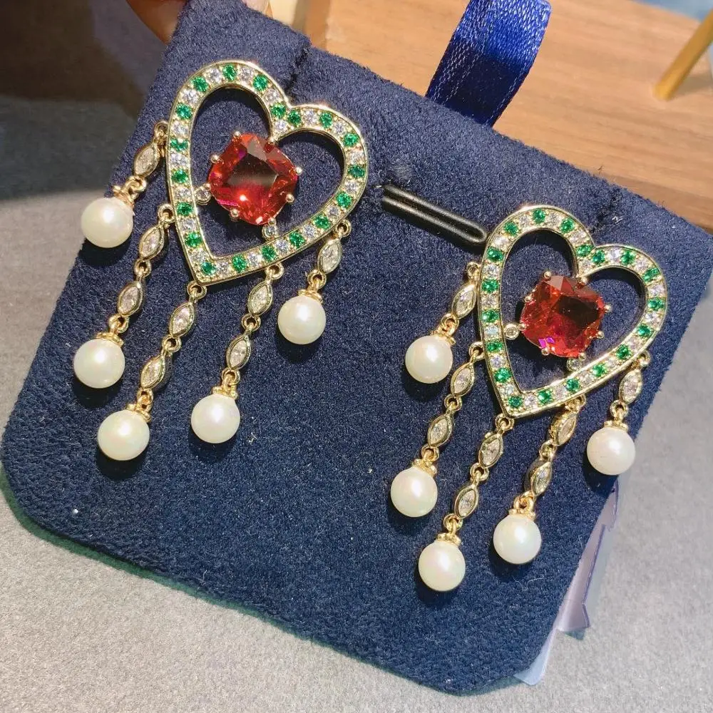 

HIBRIDE новые модные летние стильные AAA + фианиты любовное сердце висячие серьги для свадьбы ювелирные изделия Bijoux Femme E-608