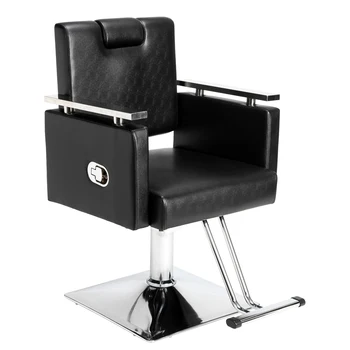 

Reclining Barber Chair Square Base Hairdressing Chair Black (79 x 63 x 94)cm US warehouse in stock