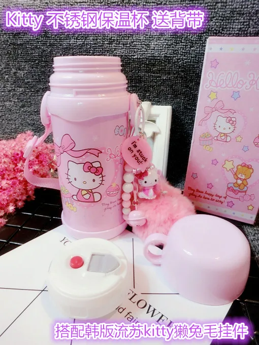 260ml Helloo Kitty Thermos Cup 304 Stainless Steel Water Bottle Pink Kitty Cat Insulated Cup Thermos Flask Hot Water Thermos