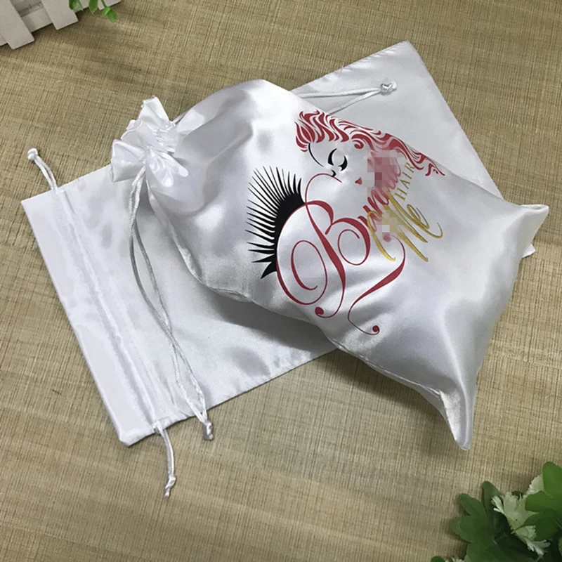 

Satin Drawstring Bags Jewelry/Makeup/Gift/Wedding/Party/Storage/Hair Bundle/Wigs/Packaging/Shoe Bag Silk Pouch Custom Logo 100