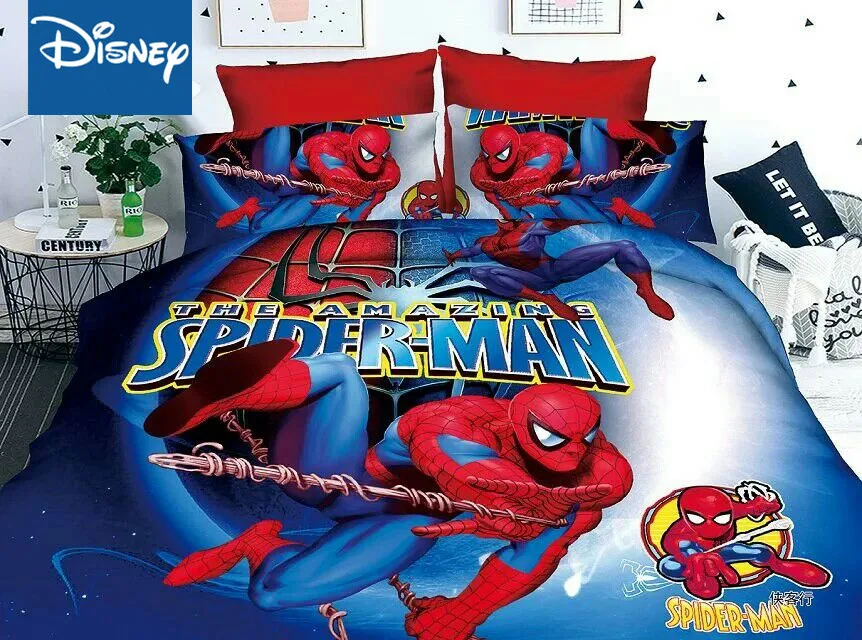 Disney Человек-паук двойной размер одеяло постельные принадлежности набор пододеяльников подходит для кровати 1 м Спальня Декор один плоский лист 2-4 шт