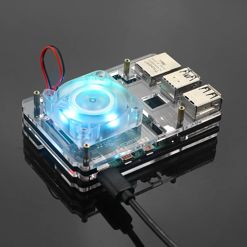 kit 4 Ice Tower Raspberry Pi 4 вентилятор охлаждения процессора кулер 7 цветов светильник+ акриловый чехол для Raspberry Pi 4 Модель B - Цвет: kit 4