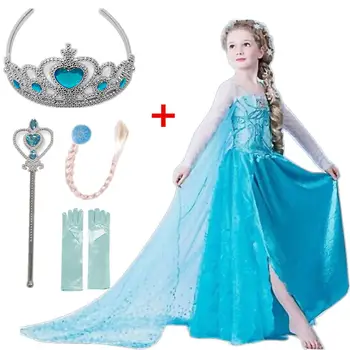 

Girls Dress Elsa Dress Cosplay Party Vestidos Snow Queen Princess Dress for Girls Elza Halloween Christmas Baby Girl Clothing