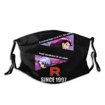 

Pokemon Team Rocket Men Women Reusable Face Mask Anti Bacterial Dust Protection Cover Respirator Muffle Mask with Filters