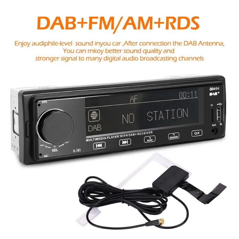 K701 DAB Автомагнитола стерео MP3 плеер 1Din Авторадио Bluetooth RDS AM FM радио AUX USB TF карта авто аудио музыкальный Автомобильный плеер