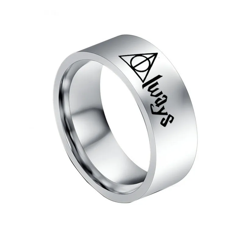 harry Hogwarts ring the Deathly Hallows symbols finger ring trendy simple Titanium metal jewelry cute fashion gifts for unisex - Цвет основного камня: 3