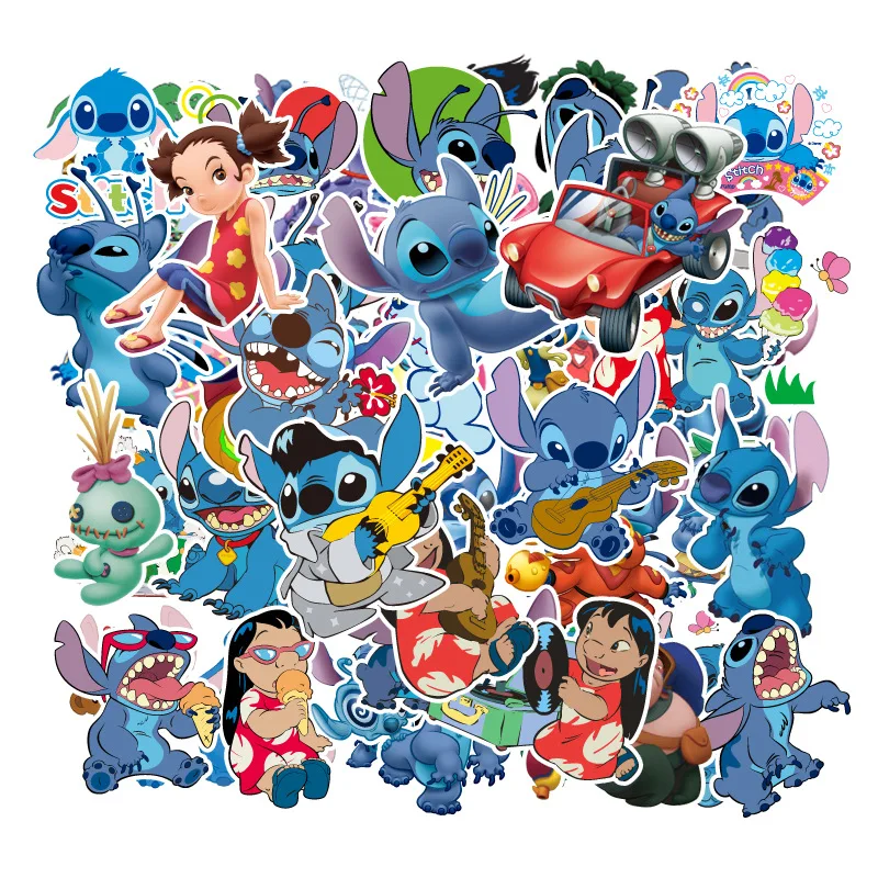 

55Pcs Classics Lilo Stitch Cute Cartoon Stickers for Skateboard Motorcycle Luggage Laptop Guitar Notebook Toy Sticker