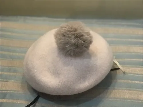 Бежевый 10pcs/lot 01909-pan381 Exclusive customization solid wool pompon kids berets hat boy girl children Outdoor leisure cap - Цвет: Бежевый
