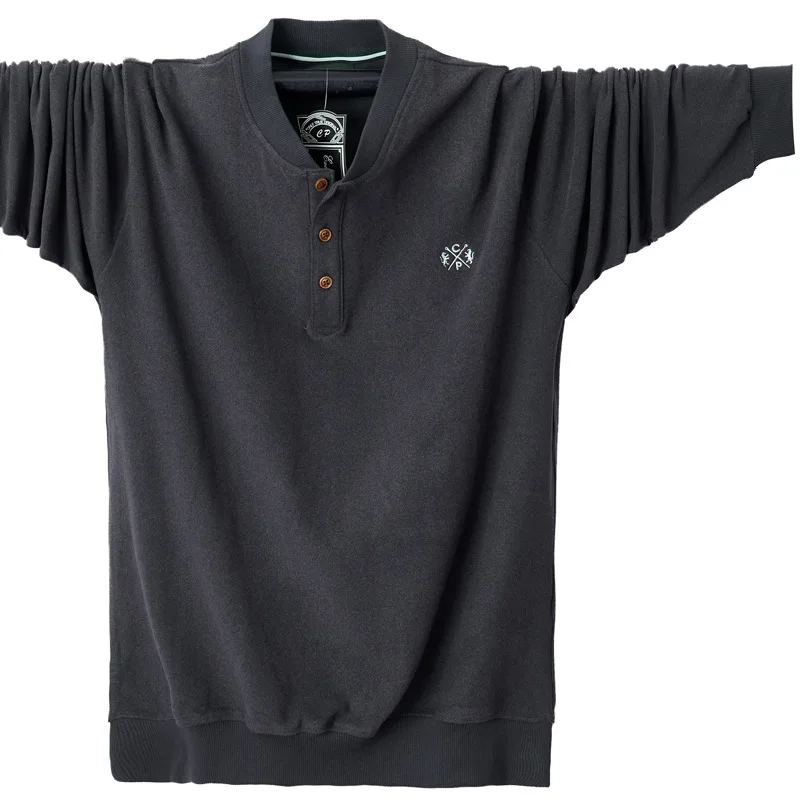 Fat Guy, большие размеры 4XL 5XL, 95% хлопок, чистый цвет, Повседневный, длинный рукав, мужская мода, толстовка с пуговицами, свободный крой, синий, зеленый - Цвет: 5157 Grey