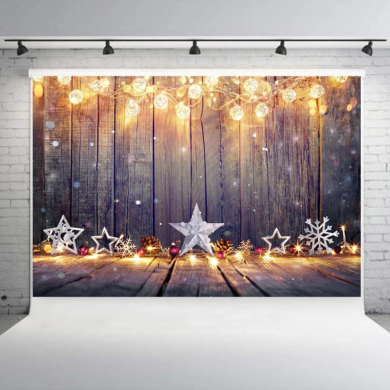 Christmas Style Photography Background Christmas Decoration Tree Retro Vintage Wooden Wall Fireplace Christmas Backdrops Prop