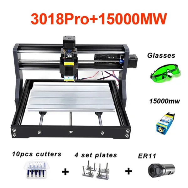 CNC 3018 PRO лазерный гравированное дерево фрезерный станок с ЧПУ GRBL ER11 Хобби DIY гравировальный станок для дерева PCB ПВХ Мини CNC3018 гравер - Цвет: Золотой