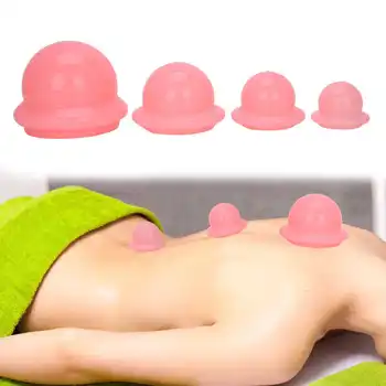 

Vacuum Cupping 4pcs Silicone Body Therapy Massage Cupping Household Vacuum Suction Detox Cupping Set Pink Cupping Therapy Set