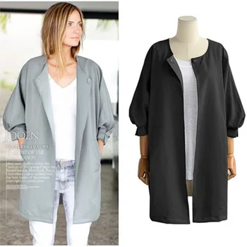

2019 New Autumn Winter Women Fashion Trench Coat Three Quarter Sleeve Outerwear Tops Casual Single Button Long Cardigan female