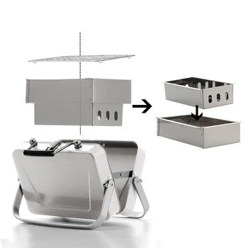 

Mini BBQ Barbecue Grill Portable Foldable Stainless Steel Charcoal Grill For Outdoor Cooking Small Size 2 Colors White Red