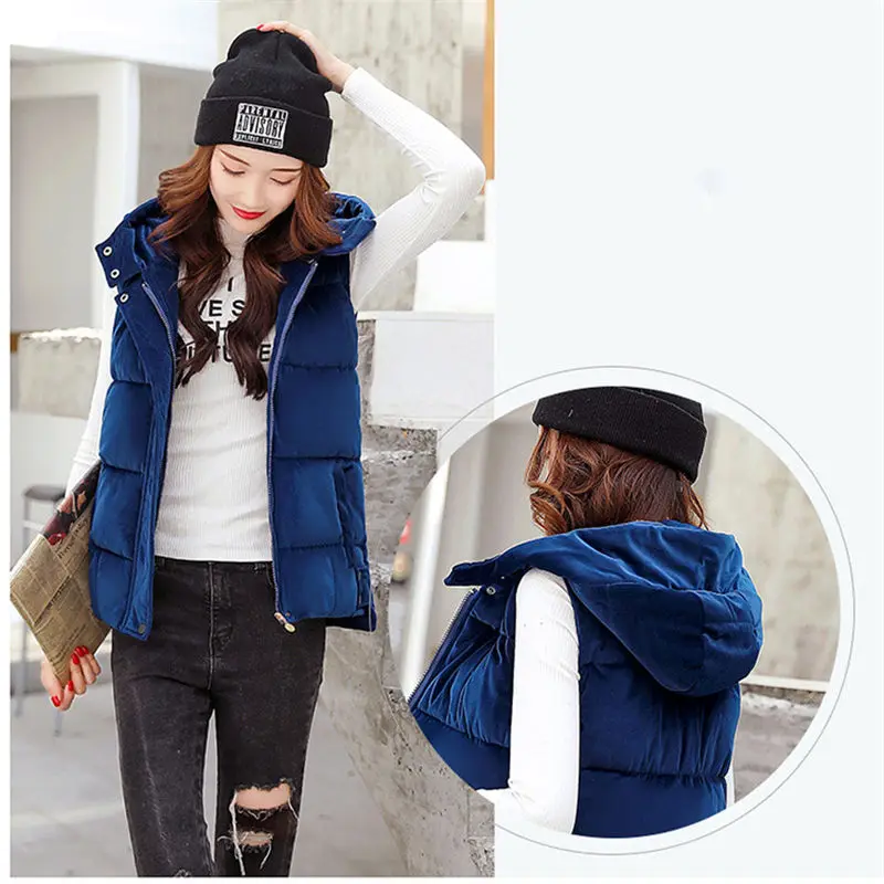 5XL Sleeveless Gold Velvet Vest Female Jacket 2019 Autumn And Winter Korean Loose Down Cotton Coat Thick Waistcoat Hooded f1393