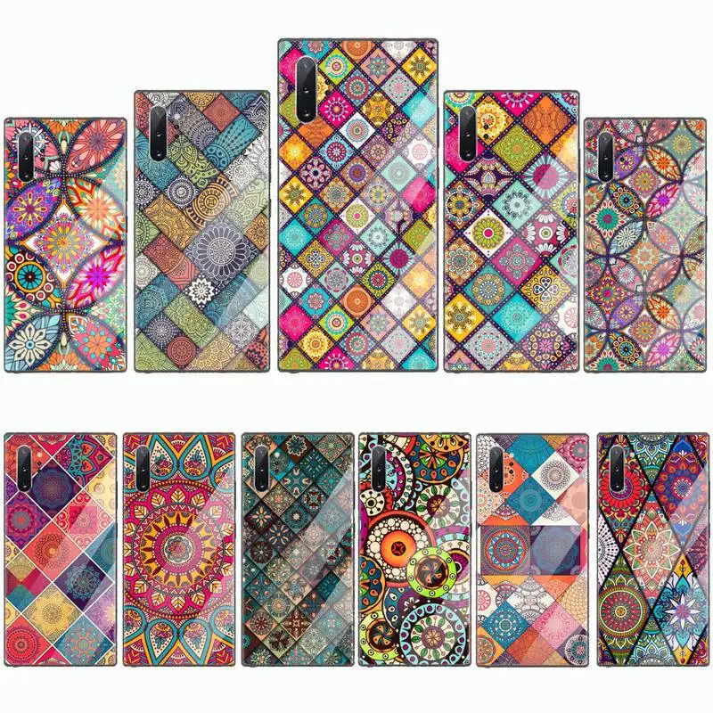 

MANDALA retro art color pattern Phone Case Tempered glass For Samsung S6 S7 edge S8 S9 S10 e plus note8 9 10 pro
