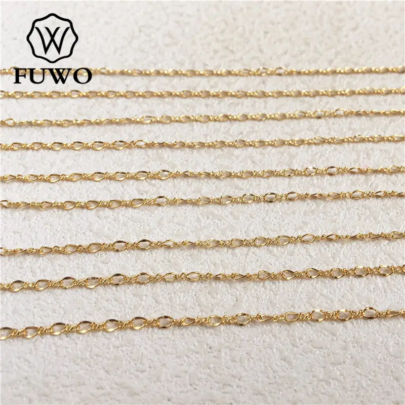 FUWO Wholesala High Quality Brass Chain With 24k Gold Dipped Anti-Tarnish Oval Chain For Necklace Making 2*3mm 10Meter/Lot NC010