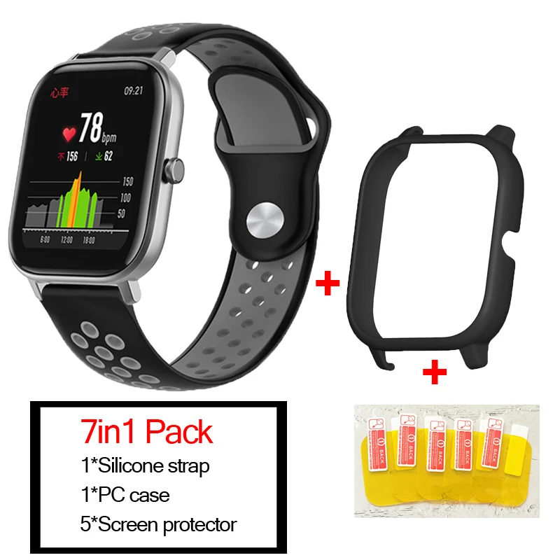 7в1 умные часы аксессуары для Huami Amazfit GTS ремешок силиконовый браслет полосы для Amazfit gts Чехлы Защитная пленка для экрана