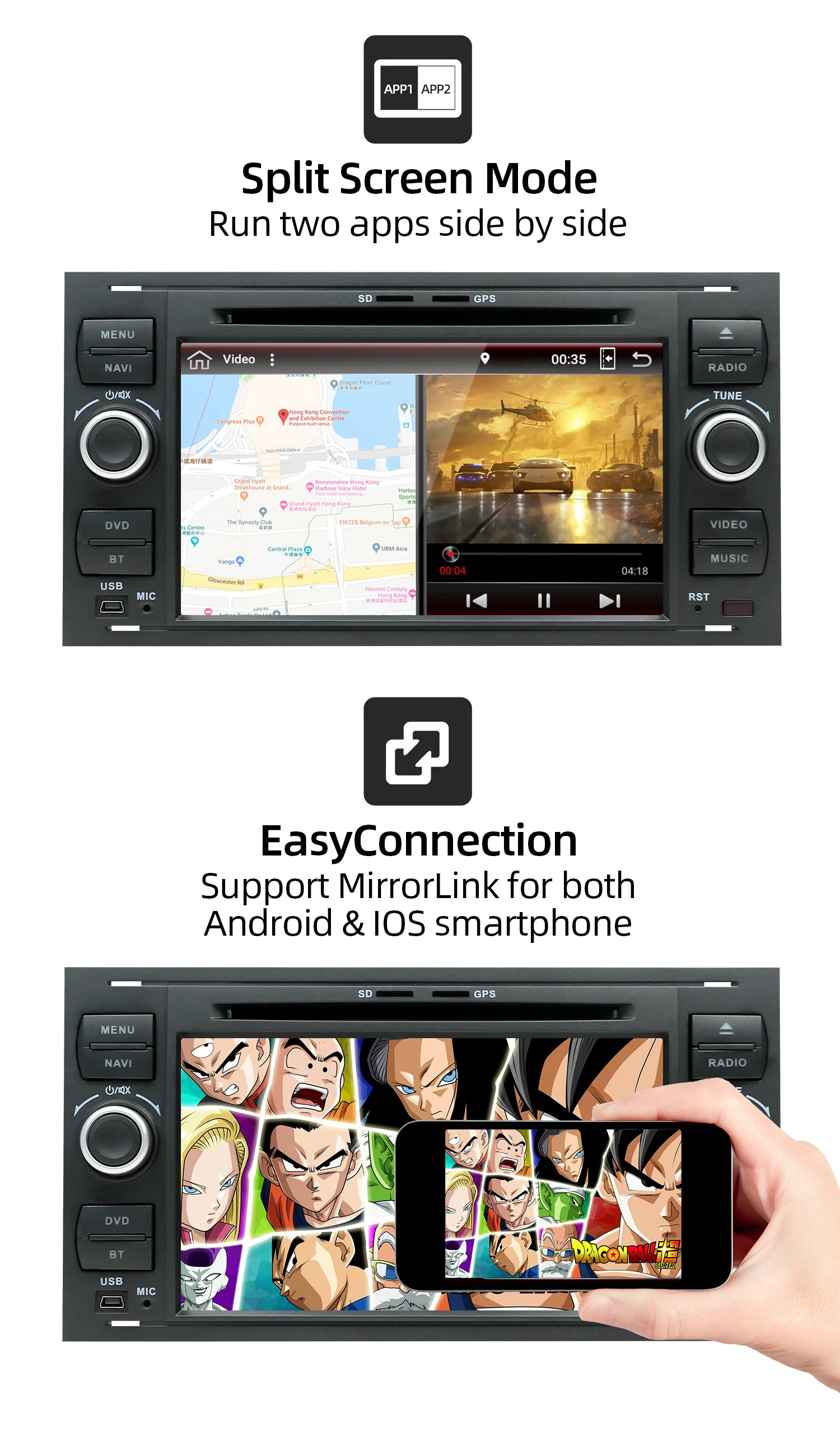 Автомобильный мультимедийный плеер Andriod 9,0 ForFord/Mondeo/для фокуса/Transit/C-MAX gps навигация Авторадио WiFi 2 Din 7 Автомагнитола стерео