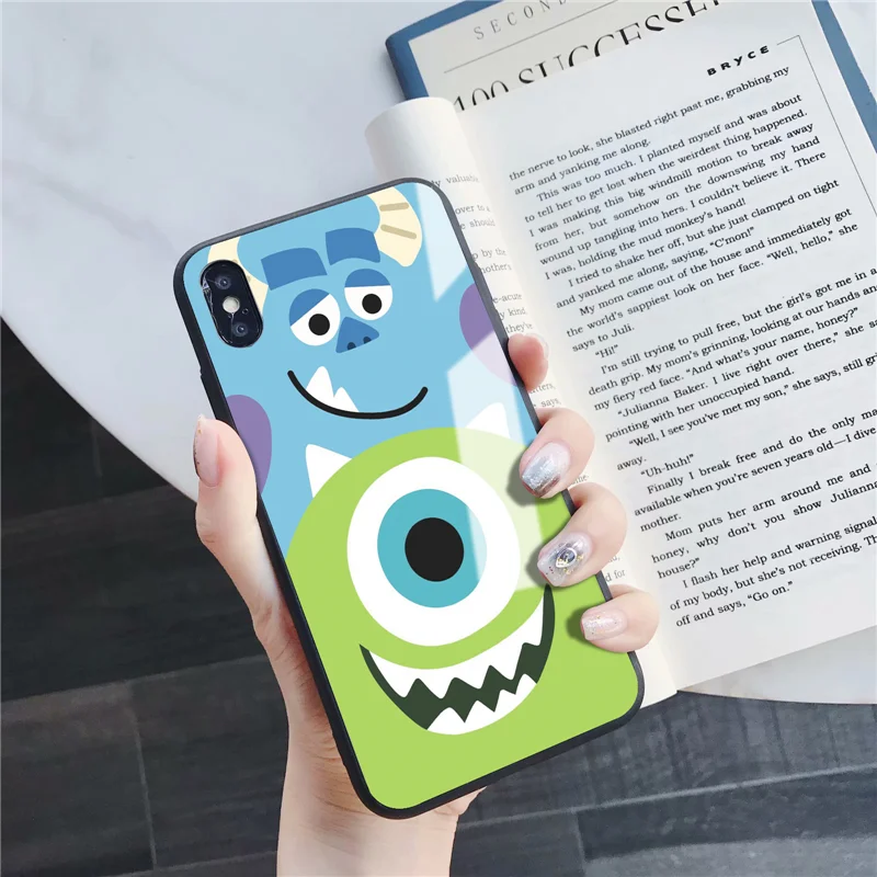 Чехлы для телефонов из закаленного стекла с мультяшным монстром для iPhone 6 6S 7 8 Plus 5 5S SE 11 Pro Max X XS XR MAX Роскошный чехол