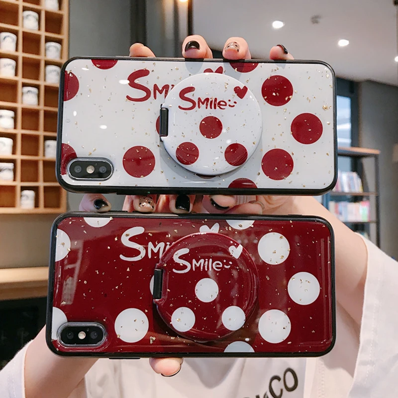 Глянцевые чехлы с рисунком в горошек для Huawei Mate 30 Pro чехол зеркальным кронштейном