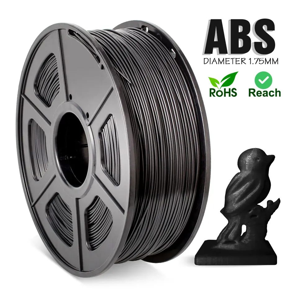 ABS нить для 3D-принтера допустимое отклонение +/-0 02 мм 1 75 черный цвет кг 2 фунта
