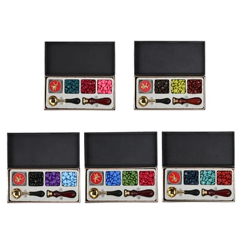 

Sealing Wax Set Brass Spoon Seal Stamp Beaded Wax for Wedding Post Envelope Kits Replace Copper Head Hobby Tools Sets