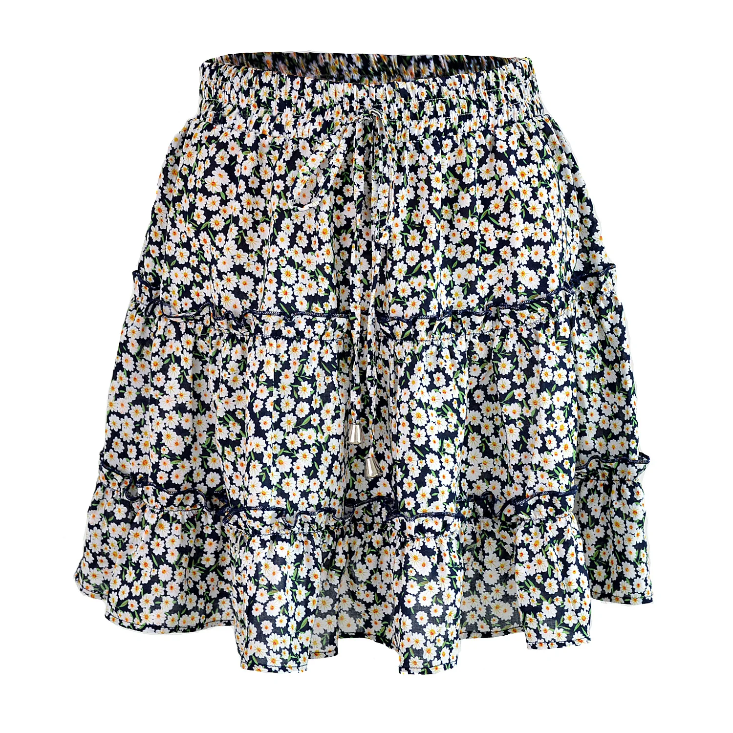 2020 Sexy Fashion Women New High Waist Frills Skirt for Women Broken Flower Half-length Skirt Printed Beach A Short Mini Skirts