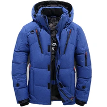 Мужская парка, высокое качество, толстая теплая зимняя куртка с капюшоном, утолщенный пуховик на утином пуху, повседневное тонкое пальто с множеством карманов для мужчин s