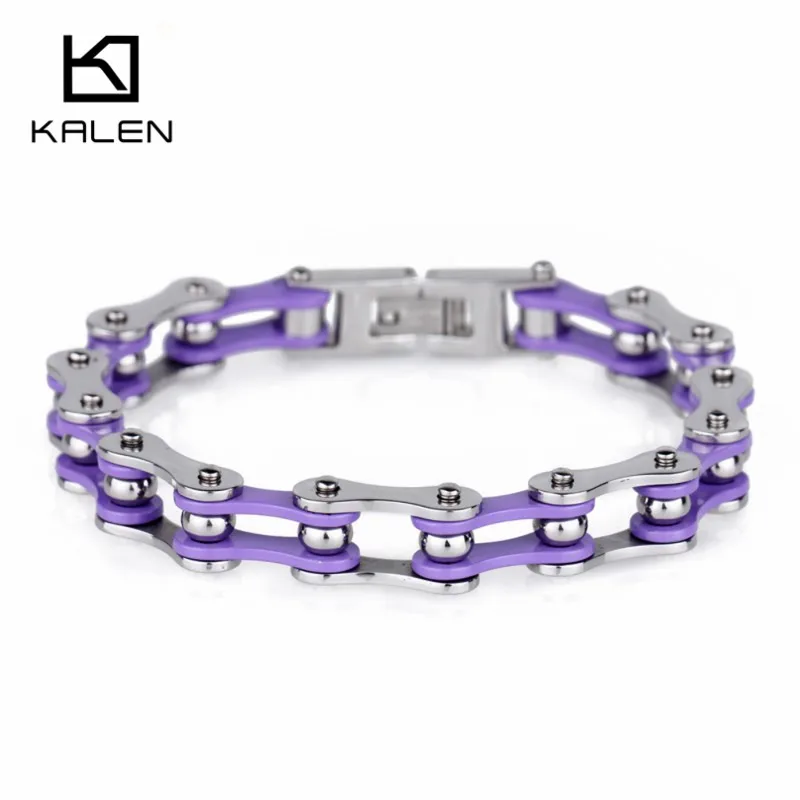Дешевые ювелирные модные браслеты 316 нержавеющая сталь фиолетовая велосипедная цепь элегантные браслеты для девушек и женщин браслеты подарки