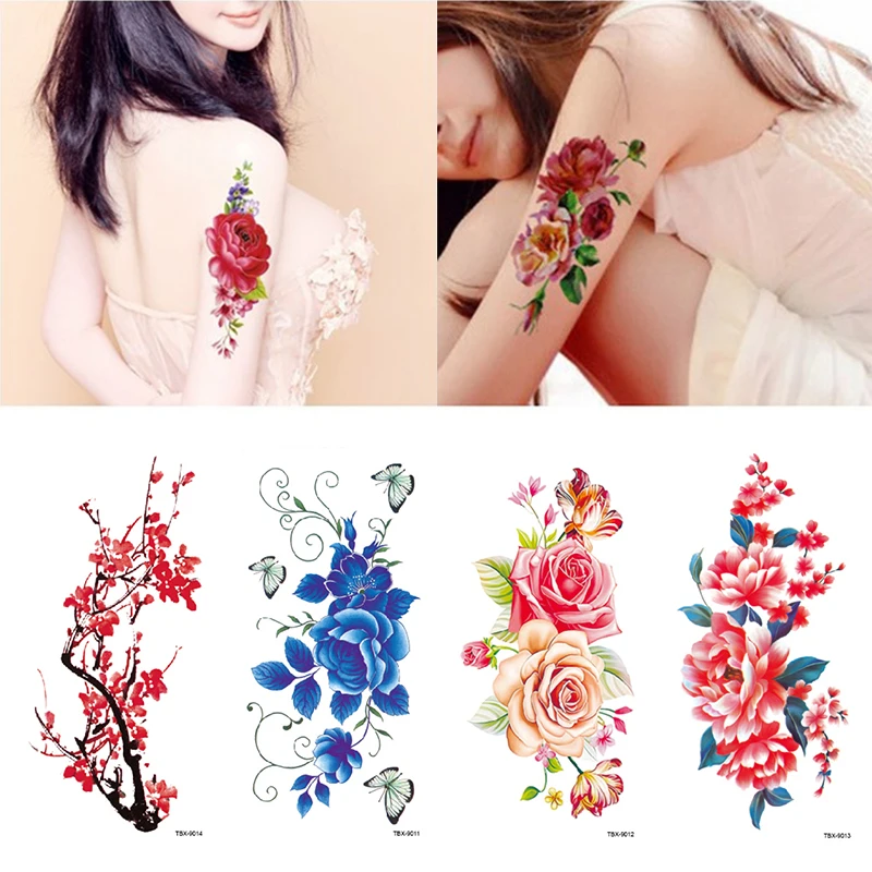 Beautiful Temporary Flower Tattoo Stickers 