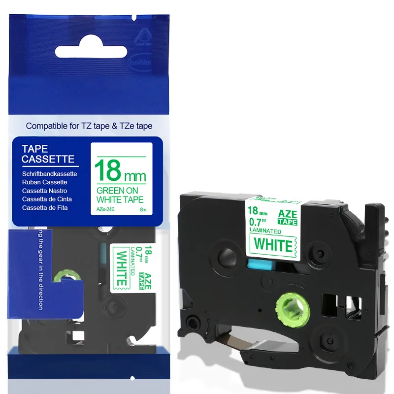 Green on White Labelife 1 шт. 26 цветов 18 мм черный на белом TZe241 TZ241 TZe-241 TZe 241 Совместимость с Brother P-Touch этикетка лента для P-T D210 - Цвет: Green on White
