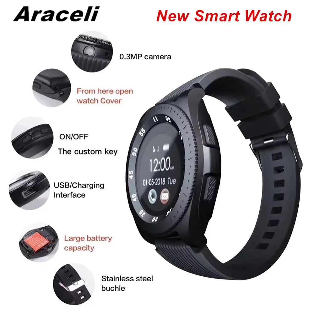 

Camera Smart Watch Bluetooth Support SIM Card Dial Call Passometer Fitness Tracker Sport Phone Smartwatch Smart Watch Y1
