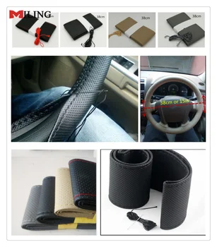 

car auto accessories Hand sewing steering wheel cover 38CM for Nissan Resonance IDx Friend-ME Almera Tiida