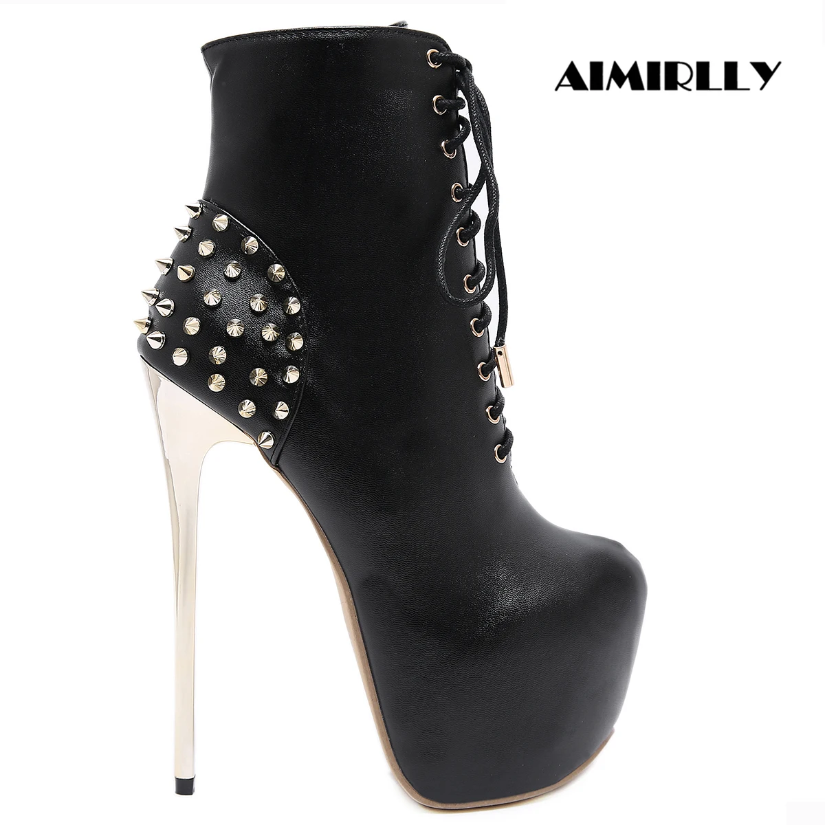 Обувь женские ботильоны с круглым носком на платформе ботинки заклепками очень