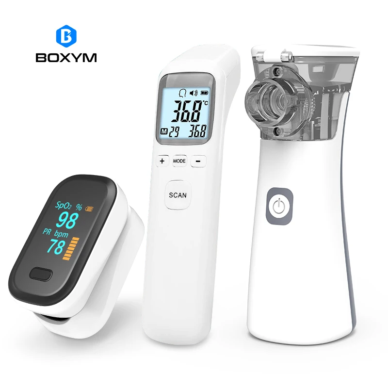 

Fingertip Pulse Oximeter Oximetro De Pulso/Nebulizador Asthma Inhaler Nebulizer/ Temperature Measure IR Infrared Thermometer