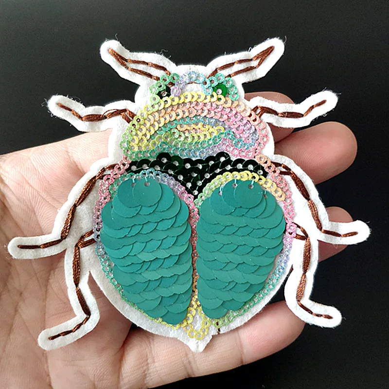 

Clothing Women Shirt Top Diy Animal Patch Ladybug Sequins deal with it T-shirt girls Punk Biker Patches for clothes 3D Stickers